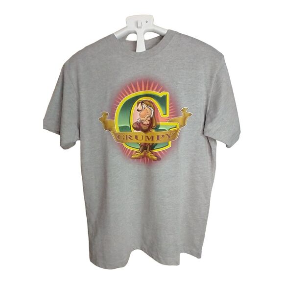 Disney Store G For Grumpy Snow White Dwarf Grey T-Shirt Medium Vintage Crew Neck - Picture 2 of 8